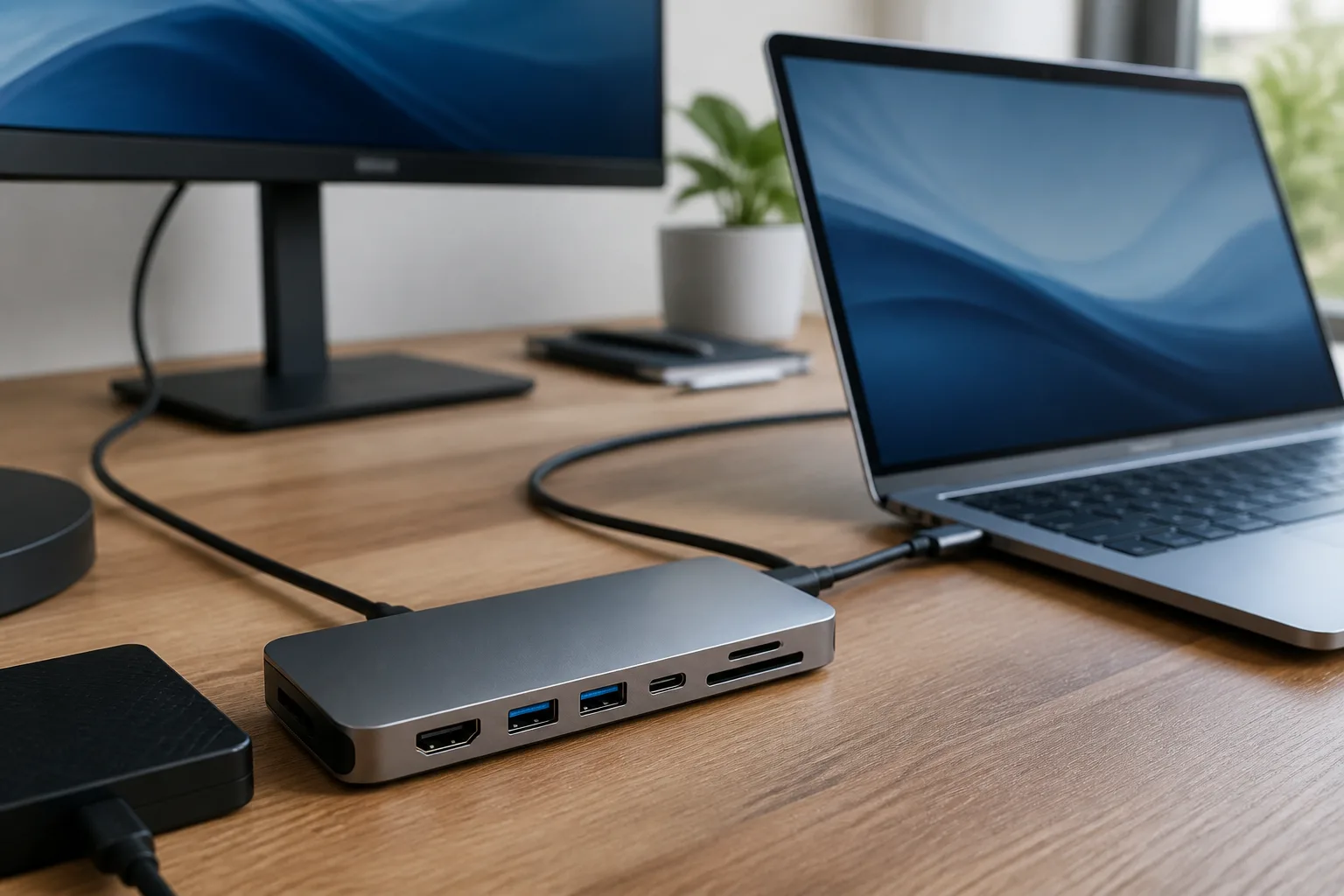 Hub USB-C com múltiplas conexões