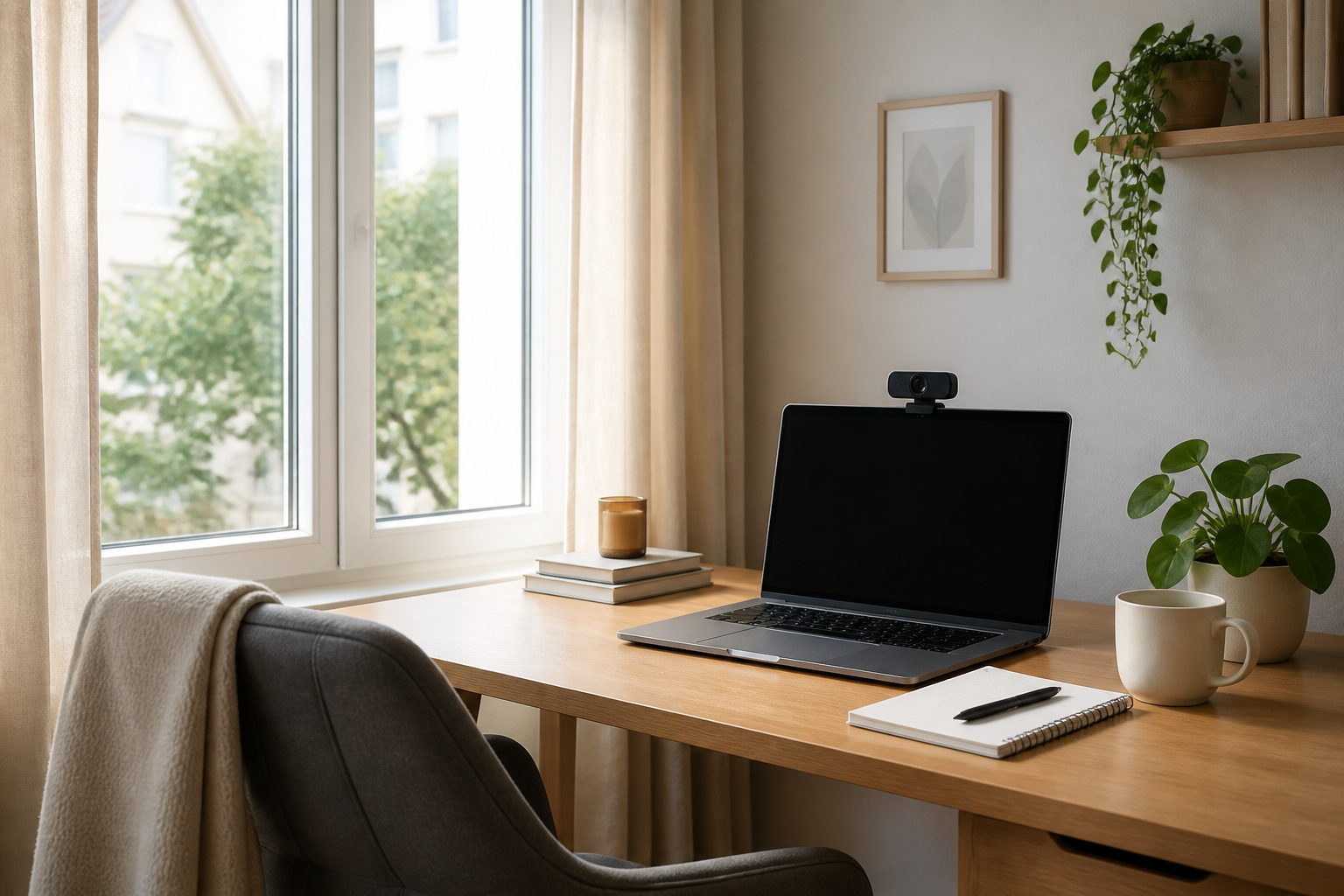 Posicionamento da mesa próxima à janela no home office