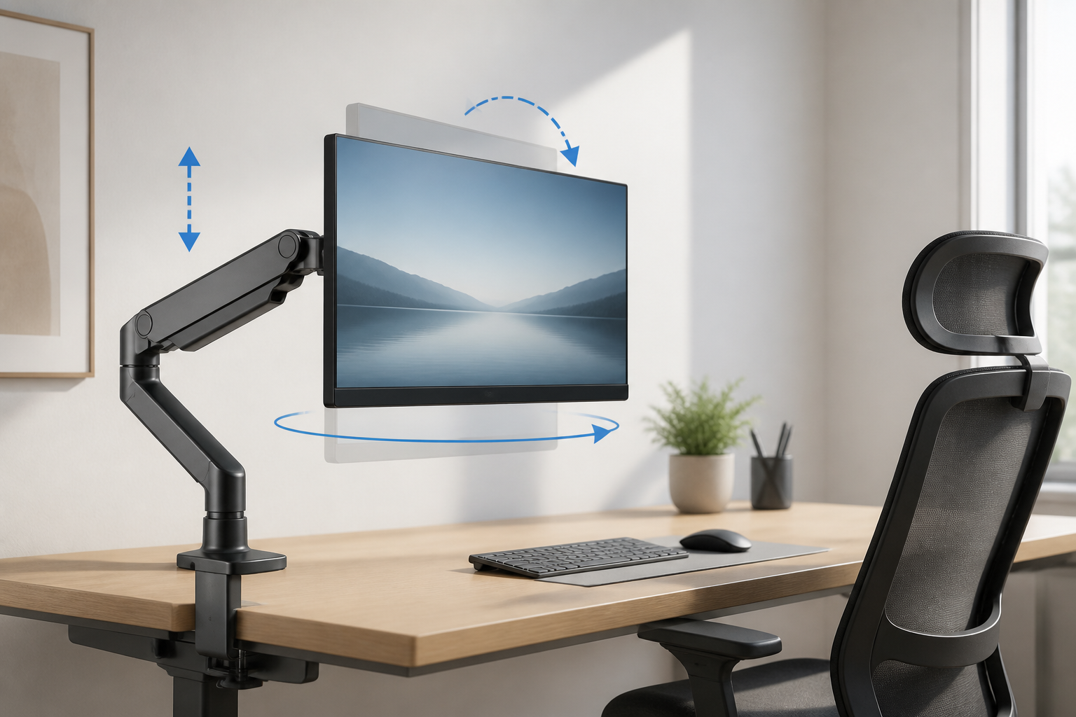 Braço articulado para monitor em home office